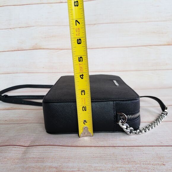 Michael Kors Jet Set Saffiano Leather Crossbody Silver Chain Hardware Gift Box - Picture 14 of 16